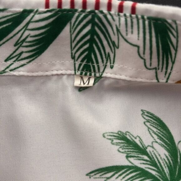 SHEIN Men’s Tropical Palm Print Button Down Shirt Size Medium - Picture 3 of 5